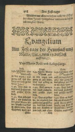 Evangelium Am Fest-tage der Heimsuchung Mariae