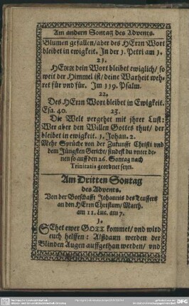 Am Dritten Sontag des Advents