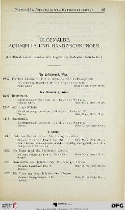 Ölgemälde, Aquarelle und Handzeichnungen (Nr. 1245-1290)