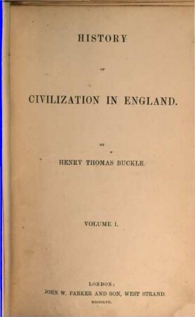 History of civilization in England, 1