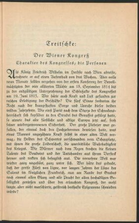 Charakter des Kongresses; die Personen