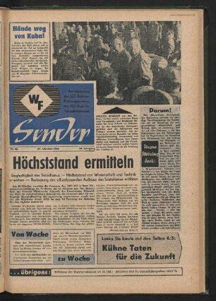 Betriebszeitung 'WF-Sender', Nr.42/1962 (27. Oktober 1962)