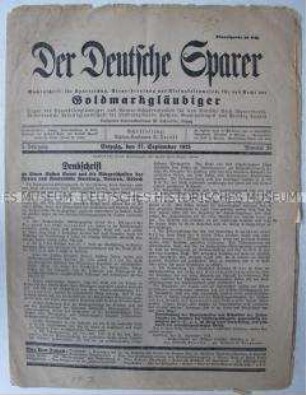 Mitteilungsblatt des Sparerbundes "Der Deutsche Sparer"