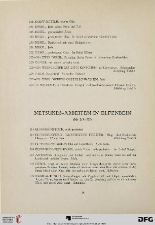 Netsukes-Arbeiten in Elfenbein (Nr.213-277)
