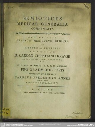 Semiotices Medicae Generalia Commentata