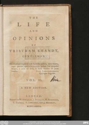 Vol. III.: The Life And Opinions Of Tristram Shandy, Gentleman