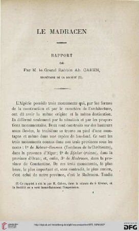 Sér. 2: Le Madracen : Rapport