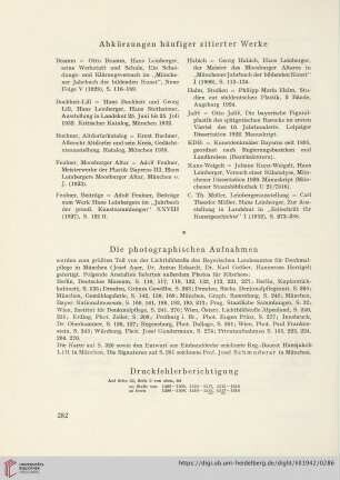Abkürzungen häufiger zitierter Werke / Die photographischen Aufnahmen