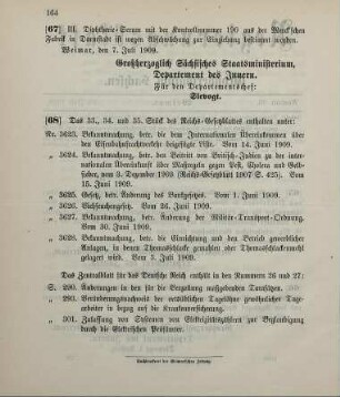 Nr. 67: Ministerialbekanntmachung, betreffend Einziehung von Diphtherie-Serum