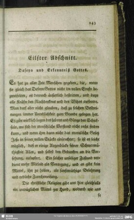 Eilfter Abschnitt. Daseyn und Erkenntniß Gottes