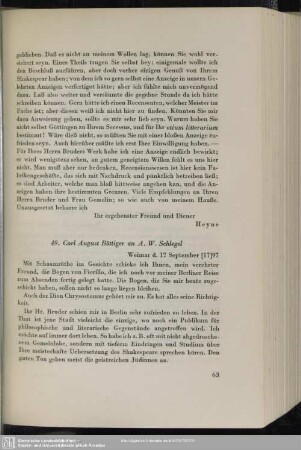 Carl August Böttiger an August Wilhelm von Schlegel, Weimar, 17.09.1797