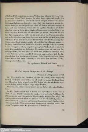 Carl August Böttiger an August Wilhelm von Schlegel, Weimar, 17.09.1797