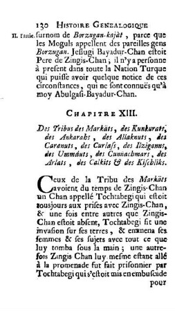 Chapitre XIII. Des Tribus des Markäts, des Kunkurats, des Ankarabs, des Allaknuts, des Catanutzs, des Curlafs, des Ilziganns ...
