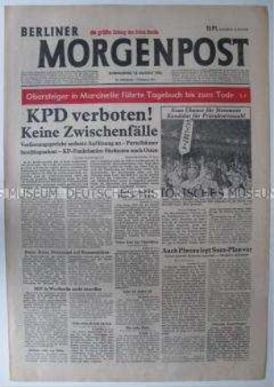 Tageszeitung "Berliner Morgenpost" zum KPD-Verbot in der Bundesrepublik