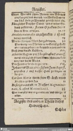 Register des andern Theils dieses Heldenschatzes