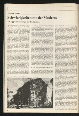 Schwierigkeiten mit der Moderne