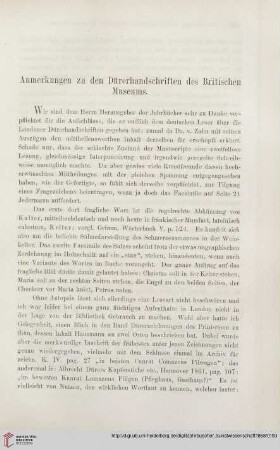 1: Anmerkungen zu den Dürer-Handschriften des Britischen Museums