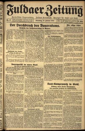 Erste Ausgabe vom Dienstag, den 23. Januar 1934.