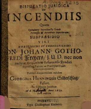 Disputatio Iuridica De Incendiis