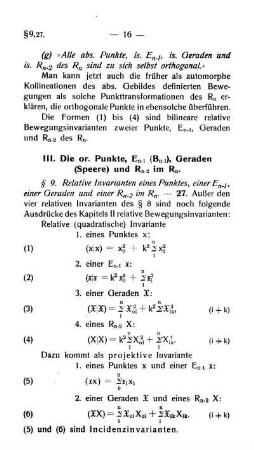 § 9. Relative Invarianten eines Punktes, einer En-1, einer Geraden und einer Rn-2 im Rn.