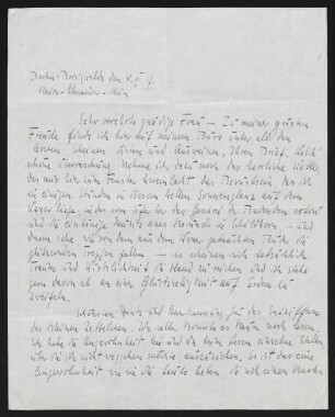 Brief von Arnulf Ansorge an Margarete Hauptmann