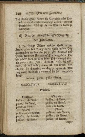 d) Von der unregelmässigen Biegung der Zeitwörter.