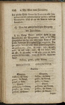 d) Von der unregelmässigen Biegung der Zeitwörter.