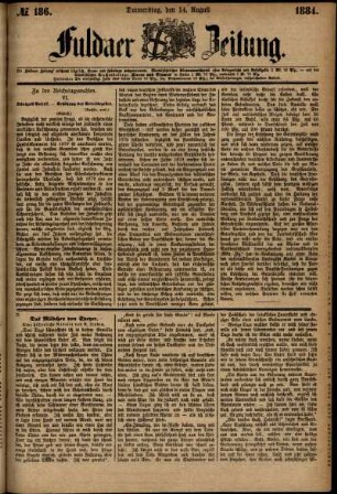 Ausgabe vom Donnerstag, den 14. August 1884.