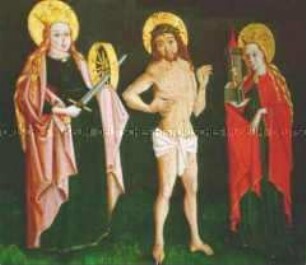 Christus als Schmerzensmann mit den Heiligen Katharina und Barbara