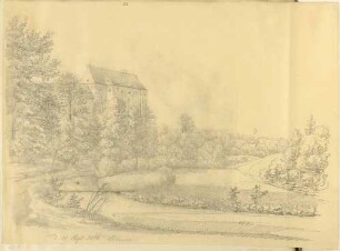 Der Ort und das Schloss Lohmen über der Wesenitz im Liebethaler Grund in der Sächsischen Schweiz von Osten