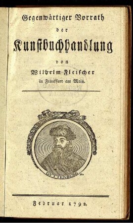 Gegenwärtiger Vorrath der Kunstbuchhandlung von Wilhelm Fleischer in Frankfurt am Main