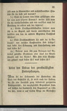 Ueber den Anbau der zweckmäßigsten Futterpflanzen
