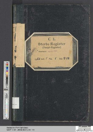 Sterberegister Stadt Frankfurt (Oder) 1925, Urkunde 1-416