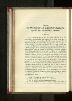 Beitrag zur Stereochemie der Kohlenstoffverbindungen speziell der ungesättigten Systeme
