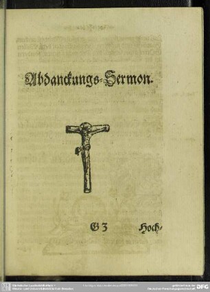 Abdankung : Abdanckungs-Sermon