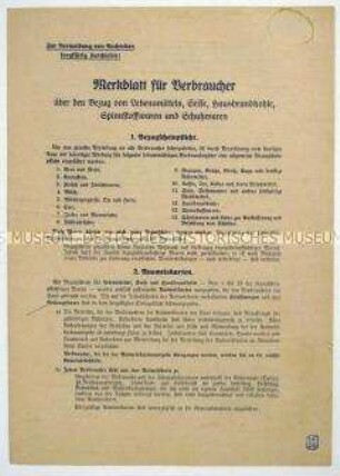 Merkblatt zur Bewirtschaftung von Lebensmitteln und Haushaltswaren