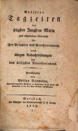 Größere Tagzeiten der seligsten Jungfrau Maria ...