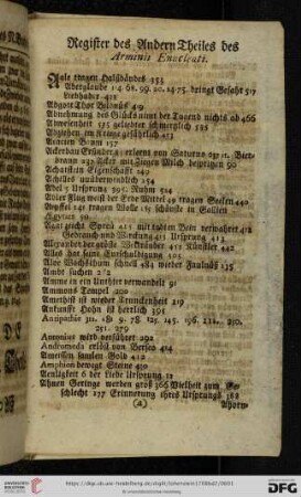 Register des Andern Theiles des Arminii Enucleati
