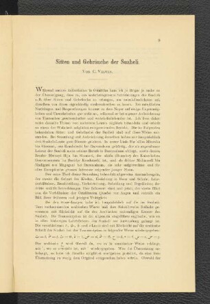 Sitten und Gebräuche der Suaheli.