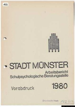 Arbeitsbericht Schulpsychologische Beratungsstelle 1980