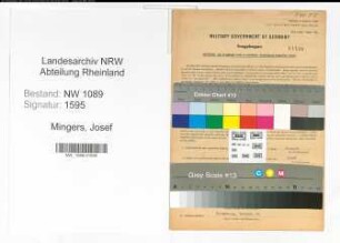 Entnazifizierung Josef Mingers , geb. 16.06.1906 (Brandmeister)