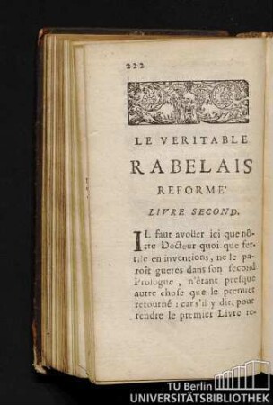 Le Veritable Rabelais Reforme Livre Second.