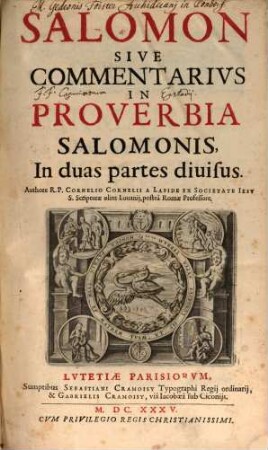 Salomon Sive Commentarius In Proverbia Salomonis : In duas partes divisus, 1