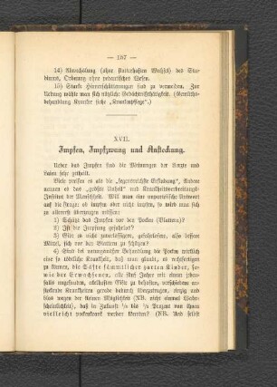 XVII. Impfen, Impfzwang und Ansteckung.