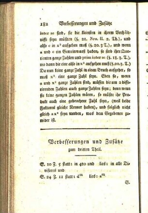 Verbesserungen und Zusätze zum dritten Theil