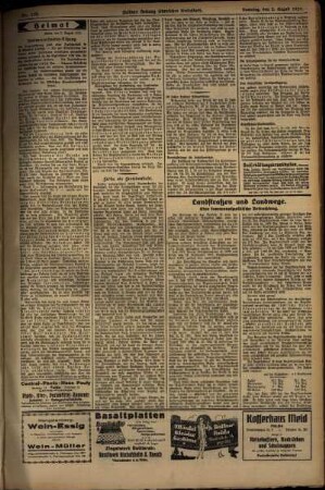 Zweite Ausgabe vom Samstag, den 03. August 1929.
