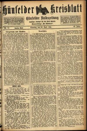 Zweite Ausgabe vom Samstag, den 26. April 1924.
