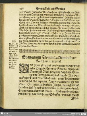 Evangelium Dominica Reminiscere, Matth. am 15. Capitul