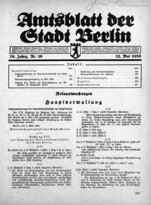1935,19: Nr. 19, 12. Mai 1935