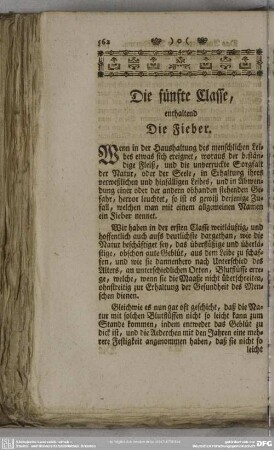 Die fünfte Classe, enthaltend Die Fieber